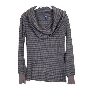 Splendid Striped Cowl Neck Sweater Womens S Brown Gray
